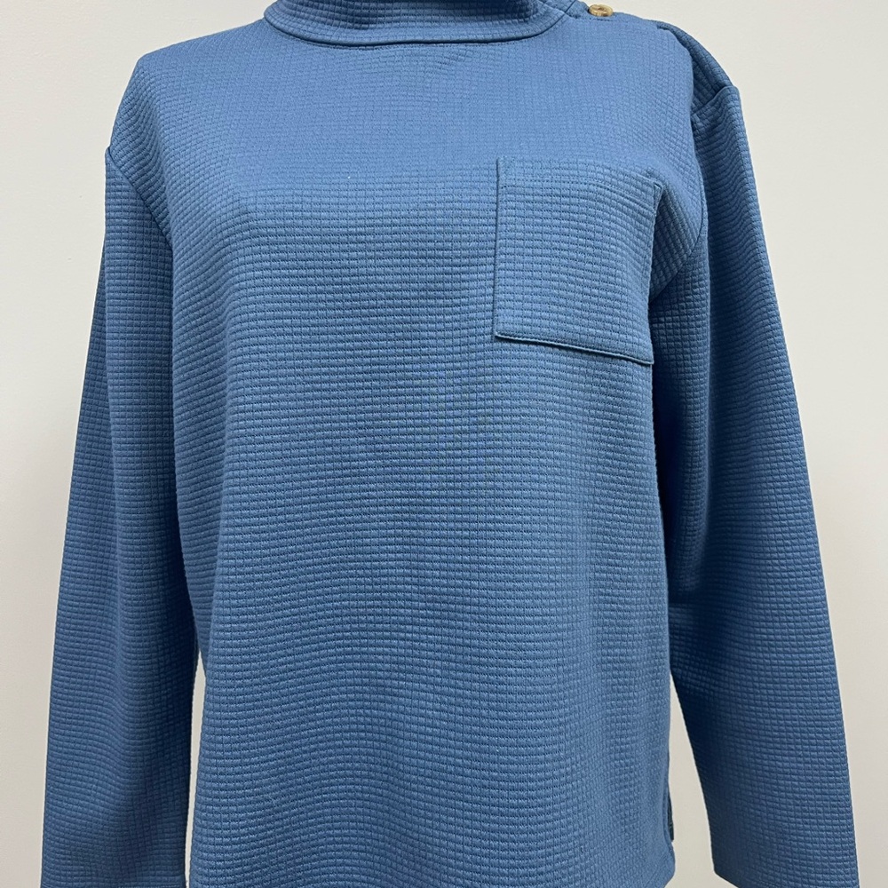 Talbots Cowl Neck Sweater in Textured Blue